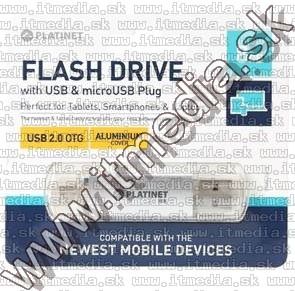 Image of Platinet USB pendrive 8GB AX-DEPO + microUSB (OTG) *Silver* (43202) (IT11774)